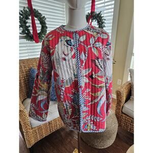 Liza Byrd The Madeline Reversible Quilted Jacket Women's Size L Scarlett Monkey